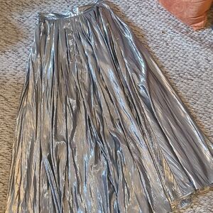Free People Shimmering Silver A-Line Skirt, Size 8